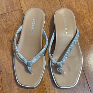 Vionic Silver Rhinestone Thong Sandals